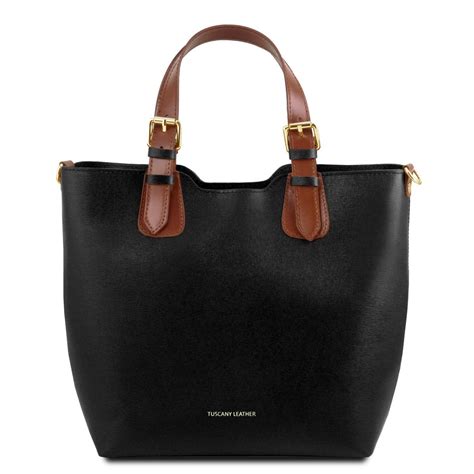 Borsa Shopping In Saffiano Nero .